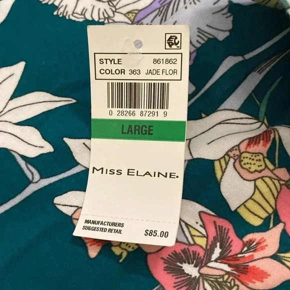 Miss Elaine Size Large Zip Up Dress - Floral Pattern with Pockets Green Colorful - Picture 13 of 13